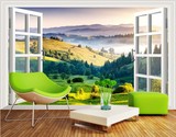 草原风光3D立体风景背景墙无缝大型壁画 卧室客厅环保壁纸 墙纸