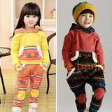 韩版童装 儿童加绒加厚套装男童女童卫衣套装宝中小童外贸秋冬装