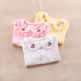春秋款女童衬衫纯棉0-1-2-3岁女宝宝长袖衬衣白色打底衫童装上衣