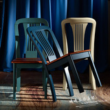 现货 美式乡村实木餐椅子 地中海餐椅 田园韩式蓝色白色书桌椅