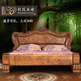 欧式全实木床1.8水曲柳双人床真皮法式现代简约雕花床高定制包邮