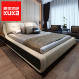 顾家家居欧式床双人床1.8米婚床现代实木真皮床软床创意床B-113