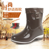 新款韩版时尚中筒雨鞋女士 加绒保暖防水防滑厚底雨靴成人雨靴女