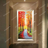 手绘油画现代欧式客厅抽象装饰壁画玄关走廊竖画风景红树林黄金树