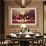 欧式餐厅装饰画美式饭厅壁画走廊有框画酒杯挂画水果静物油画单幅