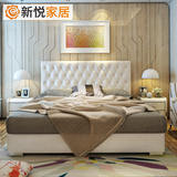 新悦 简约现代卧室1.5米1.8米皮艺床 小户型婚床双人床时尚软床