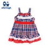 allo&lugh韩国童装女童连衣裙夏季新品棉裙装儿童格子吊带裙