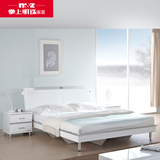 掌上明珠家居新款双人床 1.8米床 亮光现代简约卧室成套家具组合