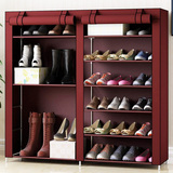 简易鞋架 无纺布实木简约现代组合多层折叠小鞋橱木质组装鞋柜