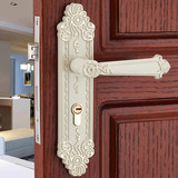 欧式仿古象牙白色门锁 卧室木门房门锁 美式陶瓷门锁执手锁具把手