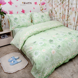 大花绿色床单纯棉床笠枕套被单被套单件三四件套包邮花海清新新品