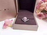 尚美双套粉钻戒指925纯银电镀18K金进口高碳钻结婚戒指