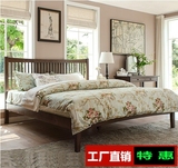 美式红橡木床1.35米床1.5米1.8米简约纯实木单双人床老木匠特价
