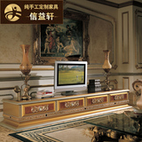 信益轩 欧式电视柜法式金色高档地柜 新古典客厅矮柜实木储物柜