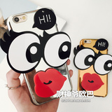 韩国大眼睛iphone6手机壳镜面大红嘴唇苹果6plus卡通保护套可爱