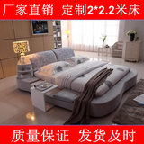 榻榻米实木婚床布艺大床双人床2米2.2米定制床特价2.3米1.8米2.4