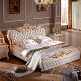 欧式床1.8米 双人床 法式床 1.5米真皮床公主床实木家具 雕花687