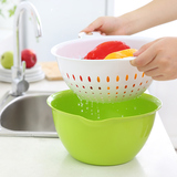 双层沥水篮 优质塑料洗菜篮洗菜盆水果篮水果盆蔬菜筛子厨房用品