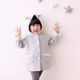 2015冬款女童儿童装宝宝兔耳朵连帽复合羊羔绒厚实保暖外套