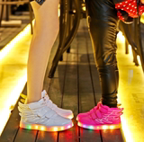 儿童运动鞋春季男童女童七色LED发光鞋鞋底灯鞋USB充电翅膀鞋夜光