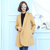 飞亚达2015女式新款正品纯手工奢华中长款时尚欧美羊毛双面呢大衣