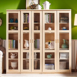 实木书柜松木书柜带门自由组合简约现代书橱简易书架储物柜特价
