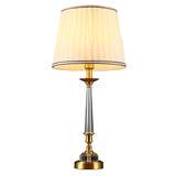 美式全铜客厅装饰台灯具 现代简约水晶布罩卧室床头台灯 书房台灯