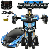布加迪遥控变形汽车金刚机器人战车可充电可漂移男孩遥控跑车玩具