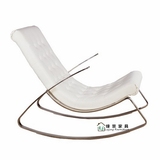 名师设计Rocking Chair 滚石摇椅 不锈钢真皮休闲躺椅 沙发摇摇椅
