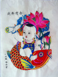杨家埠木版年画手工非遗童子连年有鱼娃娃童子传统中国味外事礼物