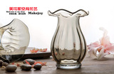 包邮欧式水晶透明玻璃花瓶花器彩色马蹄莲口波浪口富贵竹百合结婚
