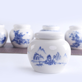 青花陶瓷茶叶罐密封罐蜂蜜膏方罐礼盒礼品套装中号茶叶罐子 特价