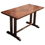 定制碳化餐桌餐椅实木饭店桌椅组合农家乐长桌长条椅仿古户外桌椅