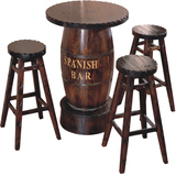 包邮休闲酒吧桌酒桶桌吧凳吧椅欧式酒柜炭化木桌椅组合红酒品酒桌