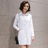 2016春装新款时尚韩版女装lianyiqun宽松H型中长款长袖雪纺连衣裙