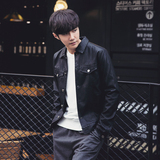 韩国东大门男装2016春季新款韩版青年男士纯色单排扣皮衣夹克外套