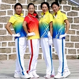 操之律 中国梦之队半袖男女运动套装 梦之操第八套蓝红色表演操服