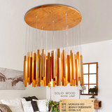 吊灯餐厅客厅实木卧室木质艺术创意木艺北欧灯具餐吊灯瀑布木条