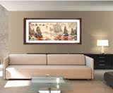 b192016单幅有框现代中式客厅壁画棉布山水书房红木现代装饰画124