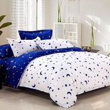 床上用品芦荟棉星星月亮学生宿舍四件套蓝色单人1.2m套件床单被套