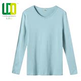 LDQ纯棉长袖V领T恤 男 春季新款 韩版纯色运动打底体恤衫