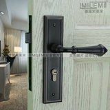 德国米莱米室内房门锁美式仿古黑色卧室门把手欧式执手锁纯铜锁芯