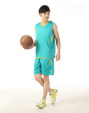 正品新款中健双面篮球服 DIY定制印字球衣 篮球比赛服 黑拼荧光绿