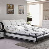 床进口真皮床1.5 1.8米皮艺双人床婚床软床真皮床实木框架皮床