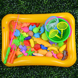 包邮儿童益智戏水磁性钓鱼玩具套餐 幼儿园小朋友磁性小猫钓鱼池
