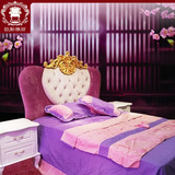 床 单人 欧式深色公主床1米5小户型床高箱床雕花奢华家具实木床