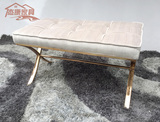 后现代绒布长条凳子床边凳梳妆凳茶几欧式矮凳玫瑰金不锈钢沙发凳