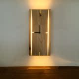 【时·光】实木原创意设计静音挂钟表台灯床头壁灯文艺长方形简约