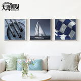 创意三联海景帆船装饰画现代摄影挂画简约卧室客厅沙发背景墙壁画