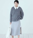韩国SU正品2015冬季新款纯色套头貂绒大衣加厚圆领长袖毛衣女